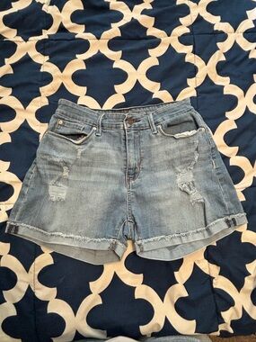 Signature Distressed Light Blue Denim Shorts